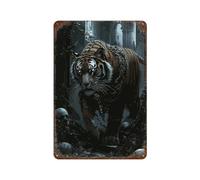 sinyumoney Plaque décorative en aluminium représentant un tigre enchaîné dans des ruines, idéale comme cadeau pour femme ou pour décorer un bar ou une maison (11,8 po x 7,9 po).