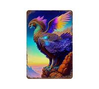 sinyumoney Plaque décorative en métal aluminium représentant un oiseau mythique coloré, idéale comme cadeau pour femme ou pour décorer un bar ou une maison (11,8 po x 7,9 po).