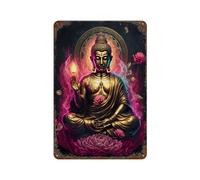 sinyumoney Plaque décorative en métal Buddha V14 pour camping-car, 30 x 20 cm, idéale pour un garage aménagé.