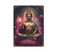 sinyumoney Plaque décorative en métal Buddha V14 pour camping-car, idéale pour la maison, la ferme, le café, le bureau, le magasin ou le jardin (15,7 x 11,8 pouces).