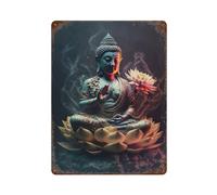 sinyumoney Plaque décorative en métal Buddha V6 Camper Accessories pour salle de bain, maison, chambre, ferme, café, magasin, 15,7 po x 11,8 po