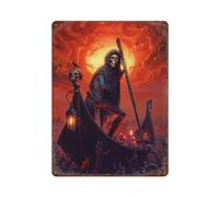 sinyumoney Plaque décorative vintage en fer forgé « Passeur des Enfers », idéale pour un bar, une cuisine ou un jardin. Dimensions : 40 x 30 cm.