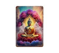 sinyumoney Plaque décorative vintage en métal Buddha V20, accessoire idéal pour bar, cuisine, jardin, décoration murale en fer, 30 x 20 cm.