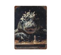 sinyumoney Plaque décorative vintage en métal représentant un crocodile et des échecs, idéale pour la maison, la ferme, le café, le bureau, le magasin ou le jardin. Dimensions : 40 cm x 30 cm.