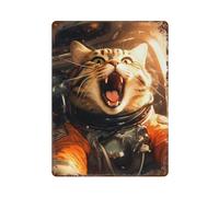 sinyumoney Plaque en métal vintage « Chat perdu dans l'espace », affiche rétro pour chambre, salon, garage, jardin, pub, 40 x 30 cm