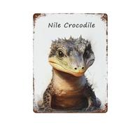 sinyumoney Plaque en métal vintage représentant un crocodile du Nil, style rétro, idéale pour la maison, la ferme, les cafés, le bureau ou un magasin. Dimensions : 40 cm x 30 cm.