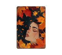 sinyumoney Plaque en métal vintage « Rêve d'automne » avec feuilles orange, style rétro, idéale pour la maison, la ferme, les cafés, le bureau ou un magasin (30 x 20 cm).