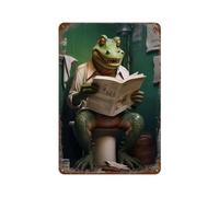 sinyumoney Plaque métallique vintage « Crocodile sur les toilettes » - Décoration murale pour salon, chambre, salle de jeux, bureau, garage - 30 x 20 cm