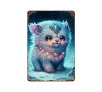 sinyumoney Plaque murale décorative en métal rétro représentant une créature fantastique magique, idéale pour la maison, la chambre, la ferme, les cafés, le bureau ou un magasin (11,8" x 7,9")