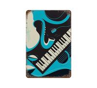 sinyumoney Plaque murale décorative en métal style jazz abstrait, style rétro, pour pub, club, café, bar ou maison. 30 x 20 cm.