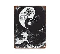 sinyumoney Plaque murale décorative rétro en métal représentant un bonsaï, symbole Yin et Yang. Idéale pour pub, club, café, bar ou maison. Dimensions : 40 x 30 cm.
