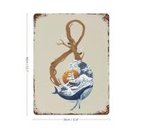 sinyumoney Plaque murale décorative rétro en métal « Symphonie océanique » avec clé de sol, couleur crème, idéale comme cadeau pour femme ou pour décorer un bar ou une maison (15,7 po x 11,8 po).