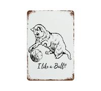 sinyumoney Plaque murale en métal rétro « Mon chat aime les balles » - Décoration murale pour pub, club, café, bar ou maison - 30 x 20 cm
