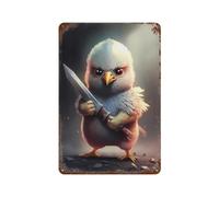 sinyumoney Plaque murale en métal style rétro « Fille folle avec épée » - Décoration pour la maison ou le bureau - 30 x 20 cm