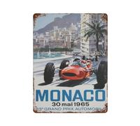 sinyumoney Plaque murale en métal style rétro Grand Prix de Monaco 1966 - Décoration murale pour pub, club, café, bar ou maison - 40 x 30 cm