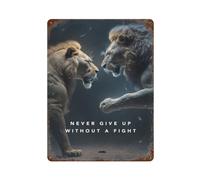 sinyumoney Plaques décoratives en métal « Ne jamais abandonner » - Décoration murale en métal pour salles de jeux - Drapeaux décoratifs - 40 x 30 cm