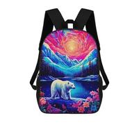 sinyumoney Polar Bear in A Fantasy Landscape Sacs À Dos Décontractés Pour Enfants, Sacs D'école Pour Adolescents, Filles Et Garçons, Sacs À Dos Pour Livres 17inch