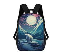 sinyumoney Polar Bear Moonlit Landscape-1 Sacs À Dos Décontractés Pour Enfants, Sacs D'école Pour Adolescents, Filles Et Garçons, Sacs À Dos Pour Livres 17inch