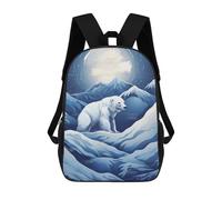 sinyumoney Polar Bear Moonlit Landscape Sacs À Dos Pour Enfants, Cartables 3D Personnalisés Pour Garçons Et Filles, Grands Sacs À Dos Scolaires Décontractés 17inch