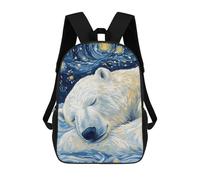 sinyumoney Polar Bear Starry Night Sac À Dos Scolaire Imprimé En 3D Pour Garçons Et Filles, Sac À Dos Pour Enfants, Sac De Voyage 17inch