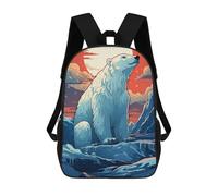 sinyumoney Polar Bear Sunset Sacs À Dos Imprimés En 3D Pour Enfants, Sacs D'école Tendance Pour Garçons, Élèves Du Primaire Et Du Collège 17inch