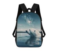 sinyumoney Polar Bear Swims Cosmic Sacs À Dos Pour Enfants, Sac À Dos Scolaire, Sac À Dos Imprimé En 3D Pour Enfants, Sac À Dos De Voyage, Sac À Livres, Sac D'école Pour Enfants 17inch