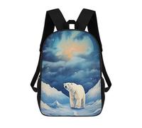 sinyumoney Polar Bear Under Moonlit Sky Sac À Dos Scolaire Pour Enfants 17 Pouces, Sac À Dos Décontracté Pour Les Voyages, Grand Sac À Dos De Jour Pour Garçons Et Filles 17inch