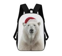 sinyumoney Polar Bear with Christmas Santa Hat Sac À Dos Scolaire Imprimé En 3D Pour Enfants, Sac À Dos Garçon/fille, Sac De Voyage Pour Enfants 17inch