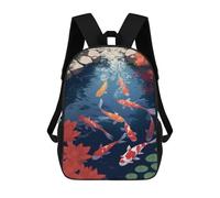 sinyumoney Pond Koi Fish Aesthetic Sac À Dos Scolaire Pour Filles Et Garçons, Avec Poche, Sac À Dos Tendance Pour Enfants 17inch