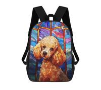 sinyumoney Poodle Dog Stained Glass Sac À Dos, Cartable Imprimé En 3D, Sac À Goûter, Sac À Dos De Voyage, Sac À Dos Entre Amis, Sac À Dos Scolaire Pour Filles Et Garçons 17inch