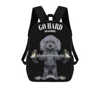 sinyumoney Poodle Dog Weightlifting Sacs À Dos Pour Garçons, Cartables Imprimés En 3D, Sacs À Dos De Voyage Tendance Pour Garçons (primaire, Collège) 17inch
