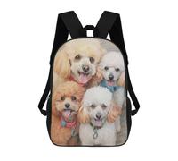 sinyumoney Poodle Family Sketch Sac À Dos Scolaire Enfant Tendance Et Décontracté, Sac À Dos Imprimé En 3D Pour Garçon, Grand Sac À Dos 17inch