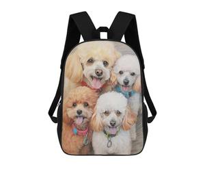 sinyumoney Poodle Family Sketch Sac À Dos Scolaire Enfant Tendance Et Décontracté, Sac À Dos Imprimé En 3D Pour Garçon, Grand Sac À Dos 17inch