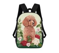 sinyumoney Poodle Floral Portrait Sac À Dos Imprimé En 3D Pour Enfants, Sac À Dos Scolaire, Sac À Dos De Voyage Pour Enfants, Sac À Livres Grande Capacité, Sac À Dos Pour Enfants 17inch