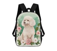 sinyumoney Poodle Floral Portrait Sacs À Dos Pour Garçons, Cartables Imprimés En 3D, Sacs À Dos De Voyage Tendance Pour Garçons (primaire, Collège) 17inch