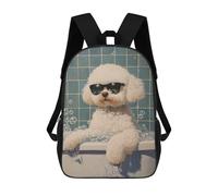 sinyumoney Poodle in Bathtub with Sunglasses-1 Sac À Dos Enfant, Cartable, Sacs À Dos Scolaires Imprimés En 3D Pour Élèves Du Primaire Et Du Collège, Cadeau D'anniversaire Pour Adolescents 17inch