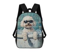 sinyumoney Poodle in Bathtub with Sunglasses Sacs À Dos Scolaires Pour Garçons Et Filles, Sacs À Dos Décontractés Pour Le Sport, Sacs À Dos De Grande Capacité Pour L'école Primaire 17inch