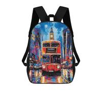 sinyumoney Pop Art London Bus with Big Ben Backdrop Sac À Dos Scolaire Imprimé En 3D, Sac À Dos Décontracté Pour Enfants, Sac D'école Imprimé En 3D Pour Garçons, Primaire Et Collège 17inch