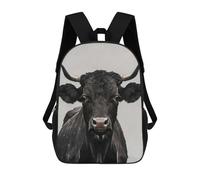 sinyumoney Portrait of A Black Bull Sac À Dos Imprimé En 3D, Sac D'école Décontracté Et Tendance Pour Enfants, Sac D'école Pour Garçons, Collégiens 17inch