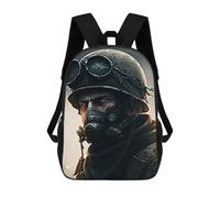 sinyumoney Portrait of A War Soldier Sac À Dos Avec Poche, Sacs À Dos Imprimés En 3D, Sacs De Voyage, Sacs À Livres, Sacs D'école Pour Enfants 17inch