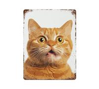 sinyumoney Poster mural rétro en métal avec expressions de chats mèmes, idéal pour atelier, salle de jeux, bar ou cuisine (15,7 x 11,8 pouces).