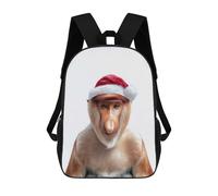sinyumoney Proboscis Monkey Christmas Sac À Dos Enfant, Sac D'école, Sac À Dos Imprimé 3D Avec Motif De Dessin Animé, Grande Capacité, Pour Garçons Et Filles 17inch