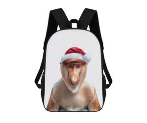 sinyumoney Proboscis Monkey Christmas Sac À Dos Scolaire Imprimé En 3D Pour Garçons Et Filles, Sac À Dos Pour Ordinateur Portable Pour Enfants/étudiants/adultes 17inch
