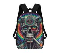 sinyumoney Psychedelic Demon Skull Art Print Sacs À Dos 17 Pouces Pour Enfants, Sacs D'école Imprimés En 3D Pour Élèves Du Primaire Et Du Collège, Garçons Et Filles