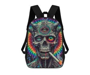 sinyumoney Psychedelic Demon Skull Art Print Sacs À Dos 17 Pouces Pour Enfants, Sacs D'école Imprimés En 3D Pour Élèves Du Primaire Et Du Collège, Garçons Et Filles