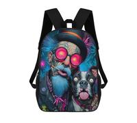 sinyumoney Psychedelic Senior with Dog Sacs À Dos Imprimés En 3D Pour Enfants, Sacs D'école Tendance Pour Garçons, Élèves Du Primaire Et Du Collège 17inch