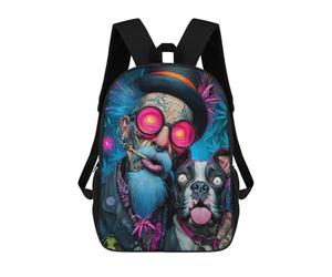 sinyumoney Psychedelic Senior with Dog Sacs À Dos Imprimés En 3D Pour Enfants, Sacs D'école Tendance Pour Garçons, Élèves Du Primaire Et Du Collège 17inch