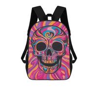 sinyumoney Psychedelic Skull Art Print Sac À Dos Enfant, Cartable, Sac D'école, Motif Dessin Animé 3D, Sac Pour Ordinateur Portable, Pour Garçons Et Filles 17inch