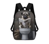 sinyumoney Pug Dog Funny Cute Sac À Dos Scolaire Enfant Tendance Et Décontracté, Sac À Dos Imprimé En 3D Pour Garçon, Grand Sac À Dos 17inch