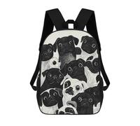 sinyumoney Pug Dog Party Black & White Sacs À Dos Pour Enfants, Sac À Dos Scolaire Imprimé En 3D Pour Enfants, Sac À Dos De Voyage, Sac À Livres Pour Enfants 17inch Sac D'école